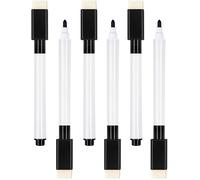 Lot De 6 Mini Marqueurs Magnétiques Effaçables À Sec À Pointe Fine Pour Tableau Blanc Avec Capuchon Gomme Pour Tableau Blanc, École, Bureau, Maison (Noir)