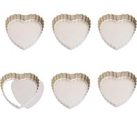 Lot de 6 mini moules à gâteau anti-adhésifs en forme de cœur avec fond amovible Vendos85