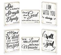 Lot de 6 mini panneaux en bois avec verset de la Bible « Be Still and Know » - Décoration d'intérieur chrétienne blanche