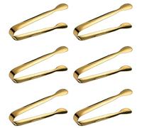 Lot de 6 mini pinces à glace en acier inoxydable doré pour apéritifs, desserts, café, thé, bar