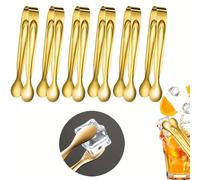 Lot de 6 mini pinces de service dorées pour servir le café, le thé ou les desserts, les fêtes, le sucre et le seau à glace (11,3 cm x 1,6 cm)