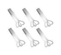 Lot de 6 mini pinces de service en acier inoxydable en forme de cœur pour sucre, glaçons, petites pinces à citron pour aliments, bonbons, pain, gâteau, thé, café, cuisine, bar, fête de mariage
