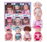 Lot de 6 Mini poupées de 10, 2 cm en Plastique réaliste avec vêtements, articulations Mobiles, poupées Mignonnes pour Filles, garçons, Tout-Petits et Enfants 3 Ans et Plus.