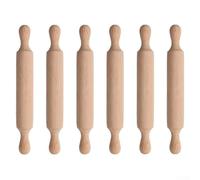 Lot de 6 mini rouleaux à pâtisserie en bois pour enfants et travaux manuels, 14 x 2 cm, petit rouleau à pâtisserie pour pâte à biscuits, base de pizza et art en argile, pour une prise en main facile