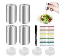 Lot de 6 mini salières de 5 ml avec couvercle, pour le camping, le sel en acier inoxydable, les bouteilles d'épices, convient pour les restaurants, le camping et le barbecue en plein air