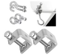 Lot de 6 mini serre joint en C en acier inoxydable avec crochet et vis à anneau en acier inoxydable Pince de fixation réglable de 0 à 25 mm,pour Travail Bois Bricolage, Soudage, l'Ébénisterie