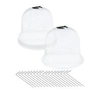 Lot de 6 mini serres en plastique de 23 cm - Cloche de plantation avec 18 piquets d'ancrage - Pour la culture des semences, des boutures, des herbes, des légumes, des tomates