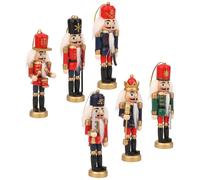 Lot de 6 mini soldats en bois de 13 cm avec uniformes à suspendre au sapin, décoration de cheminée, boîtes cadeaux ou centres de table de vacances