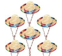 Lot de 6 mini sombreros mexicains - Cinco de Mayo - Tissu mignon pour fête, carnaval, été, thème mexicain