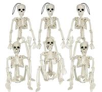 Lot de 6 mini squelettes d'Halloween 40,6 cm avec articulations mobiles mobiles, squelette effrayant pour jardin, pelouse, maison hantée, cimetière