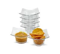 Lot de 6 mini tasses à dessert carrées en plastique transparent avec poignées - Apéritif jetable et bols de dégustation pour mousse, parfaits, bagatelles et heures d'œuvre - Plats de service élégants