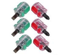 Lot de 6 mini tournevis chromés, tête de manche et embouts de réparation, couple élite court et plat, avec outils cruciformes en acier au vanadium pour les espaces restreints et les tâches