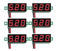 Lot de 6 mini voltmètres numériques de 0,28" - Plage de mesure CC 2,4 V-30 V - Testeur de tension à deux fils - Protection contre l'inversion de polarité et mesure précise de la pression - Rouge (6