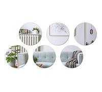 Lot de 6 miroirs en verre véritable de 30,5 x 30,5 cm - Sans cadre - Miroir mural plat flexible et 24 feuilles d'adhésif double face en acrylique pour chambre à coucher, salle de bain, maison, salon, décoration artisanale (style cercle)