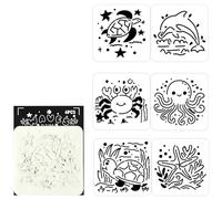 Lot de 6 modèles de créatures marines transparentes de 12,7 x 12,7 cm pour décoration de gâteau, journal, art mural et fabrication de cartes, outils d'art en salle de classe pour enseignants
