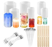 Lot de 6 Moule Silicone Bougie pour Bougies Cylindriques et Hexagonaux Moule Bougie pour Fabrication de Bougies Piliers