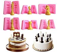 Lot de 6 moules 3D International en forme d'échecs en silicone pour chocolat, gâteaux, cupcakes, fondants, etc.