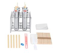 Lot de 6 moules à crème glacée à double rainure en acier inoxydable 304 à tête ronde avec poignée anti-fuite pour desserts faits maison, fête d'enfants, fabrication en vrac