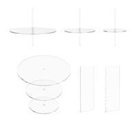 Lot de 6 moules à gâteau en acrylique - 2 grattoirs et 3 supports centraux - Disques ronds en acrylique - Présentoir à gâteau réutilisable pour gâteaux empilés à plusieurs niveaux - Pour les amateurs