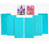 Lot de 6 moules à glaçage en plastique pour fondant en forme d'écorce d'arbre, brique, bois, pierre de tête, galets, fleurs pour chocolat, glaçage, cupcakes, pâtisseries