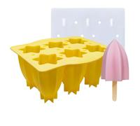 Lot de 6 moules à glace en silicone avec couvercle, sans BPA, réutilisables, faciles à démouler, pour faire des glaces faites maison pour enfants - Moule de qualité alimentaire (fruit étoilé - jaune)