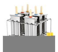 Lot de 6 moules à glace réutilisables en acier inoxydable avec 100 bâtonnets et base de support | Moule à glace fait maison, moule à glace pour traiter le congélateur, kit de dessert surgelé pour