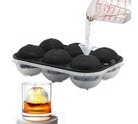 Lot de 6 moules à glaçons en silicone XL avec couvercle, 6 cm, idéal pour les cocktails et entonnoir en plastique