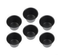 Lot de 6 moules à pudding en acier au carbone pour la cuisson de tartelettes aux œufs et muffins, pour une répartition uniforme de la chaleur dans le four à friteuse à air (tasse haute de 200 ml)