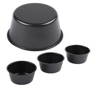 Lot de 6 moules à pudding individuels en acier au carbone, 100 ml et 200 ml pour crème brûlée, tartes, flan et tartes aux œufs, empilables, passent au four à air comprimé (lot de 6) (tasse courte de