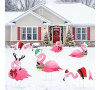 Lot de 6 moules à souffler Père Noël flamant rose - Décorations d'extérieur étanches pour pelouse de Noël