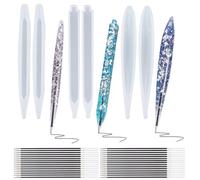 Lot de 6 moules à stylo, 30 recharges pour stylos noirs, moules à stylos en silicone, moules à colle en cristal, moules pour stylos à bille faits maison, moules à coulée de stylos bricolage