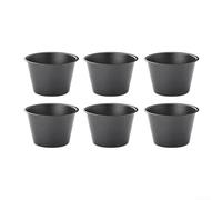 Lot de 6 moules à tarte ronds en acier au carbone anti-adhésif pour mini tartes, flans, muffins, muffins, cupcakes, moules à tarte en acier carbone anti-adhésif (tasse haute de 200 ml)