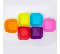 Lot de 6 moules carrés en silicone réutilisables et antiadhésifs pour muffins, cupcakes, pain, gelée, pudding, passent au four, au micro-ondes, au lave-vaisselle