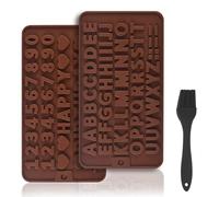 Lot de 6 moules chocolats, lettres et chiffres, symboles de joyeux anniversaire, 2 moules chocolats coeur, moules en silicone pour gâteaux, moule à gâteau (chiffre&letter)