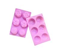 Lot de 6 moules de cuisson en silicone anti-adhésif en forme de fleur pour gâteaux, cupcakes, desserts, savons, biscuits, chocolats