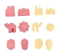 Lot de 6 moules en forme de lune et d'étoile, lanterne mosquée pour biscuits faits maison, riz, gâteaux, cuit à la vapeur, kit de cuisson réutilisable en polypropylène