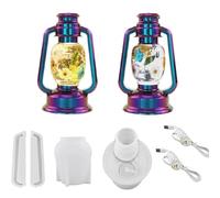 Lot de 6 moules en résine pour lampe à huile en époxy avec 2 lumières LED pour lanterne rétro d'intérieur pour décoration de table et de maison (court)