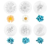 Lot de 6 moules en silicone en forme de fleurs, bougies 3D, en silicone, rose, pivoine, marguerite, moule en silicone, moules à couler, boules de fleurs, pour bricolage fait à la main
