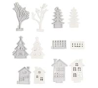 Lot de 6 moules en silicone en forme de sapin de Noël et maison pour décoration de plâtre, chocolats, gâteaux, fondants