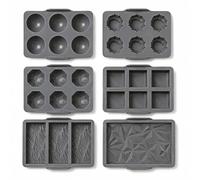 Lot de 6 moules en silicone pour chocolat, bonbons, tablettes et barres | 6 motifs de 19,5 x 13 cm pour tablettes de chocolat, bonbons fourrés, pralinés, caramels, gelées et pâtisserie créative