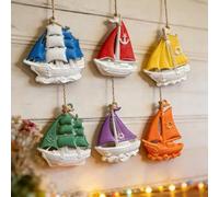 Lot de 6 moules en silicone pour l'été - Bateau à voilier - Moule en silicone - Moule en plâtre pour couler - Moule d'été - Moule de coulée en silicone - Pendentif pour bricolage artisanal (A)