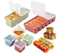 Lot de 6 Moules Silicone Congélation avec Couvercle, 4x125ml + 3x125ml + 6x100ml, Bac Glaçon Bébé Diversification, Souper Cubes, Bac Congélation Purée Bébé, Moule à Glaçons Meal Prep, Sans BPA