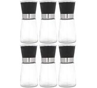 Lot de 6 moulins à sel et à poivre - Moulin à épices manuel - En verre - Également utilisé comme moulin à piment pour diverses épices - Noir (180 ml)
