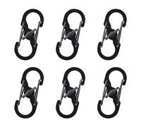 Lot de 6 mousquetons de camping, d'alpinisme, porte-clés en métal, mousqueton en forme de S, mini mousqueton antivol et anti-chute, porte-clés d'alpinisme (noir)