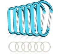 Lot de 6 mousquetons en forme de D en aluminium de 7,6 cm avec 6 crochets porte-clés
