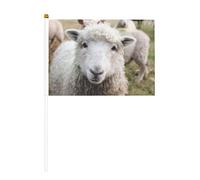 Lot de 6 moutons mignons agneau 14 x 21 cm agitant le drapeau, cour, salon, concours de fête de vacances.