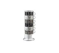 Generique Porte-mugs Secret de Gourmet Love – lot de 6 mugs 260 ml – support métal, empilables