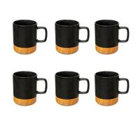 Lot de 6 Mugs Ronds ""Modern Wood"" 43cl Noir