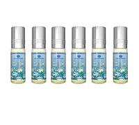 Lot de 6 Muscs Parfum Al Rehab JASMIN 6 ml Sans Alcool - Notes de Jasmin, Floral & Musqué - Huile de Parfum Orientale pour Femme et Homme