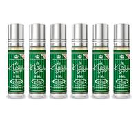 Lot de 6 Muscs Parfum Huile Parfumée KHALIJI Al Rehab 6 ml Sans Alcool - Notes Fraîches Mandarine Citron Bois de Santal & Épicées Cardamome - Huile de Parfum Orientale Longue Tenue pour Homme
